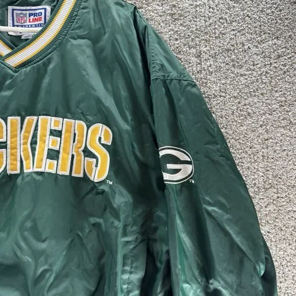 Vintage Green Bay Packers Starter Pro Line Pullover Lined Windbreaker Jacket XL